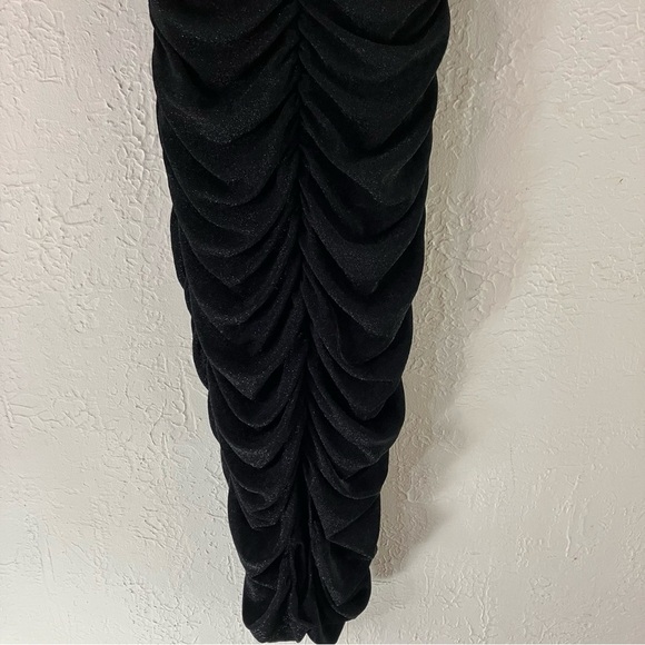 Lulu’s Boldest Babe Black Sparkly Ruched Bustier Bodycon Dress - Picture 7 of 12